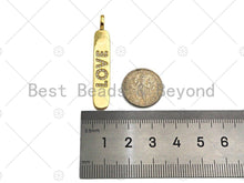 Load image into Gallery viewer, CZ Love Micro Pave LOVE Bar Pendant, Cubic Zirconia Strip Pendant, Love Charm, CZ Micro Pave Pendant, Love Charm, 44x7mm, sku#LK135