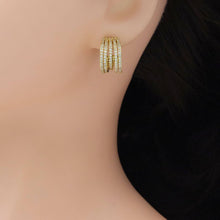Load image into Gallery viewer, Gold Clear CZ Multiline Huggie Earrings, Sku#A226