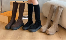 Load image into Gallery viewer, Women's Chunky Sole Suede Boots | Round Toe Slip-On Winter Boots