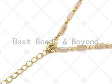 Load image into Gallery viewer, 18" Beige Milky Cylinder Beads Gold Chain Necklace,EF02