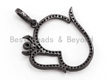 Load image into Gallery viewer, Black CZ Pave On Black Ohm Charm,Ohm Yoga Pendant Beads, Pave OM Charm, CZ Ohm Charm 28x28mm, sku#F383