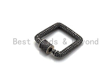 Load image into Gallery viewer, Fully Clear Cz Micro pave Square Shape Clasp, CZ Pave Square Clasp, Antique Silver Carabiner Clasp, 23mm, sku#H181