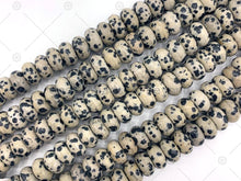Load image into Gallery viewer, 2mm Large Hole Natural Dalmation Jasper Beads, Rondelle 6x10mm, 8" Long Strands, sku#U1232