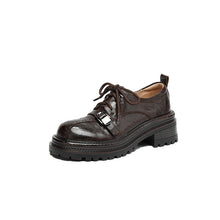 Load image into Gallery viewer, Women's Platform Oxford Shoes | Handmade Full-Grain Sheepskin Chunky Heel Lace-Up Brogues