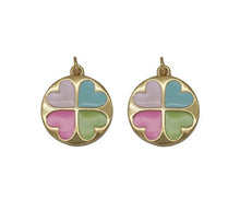 Load image into Gallery viewer, Gold CZ Enamel Colorful Heart Round Charm, Sku#LK696