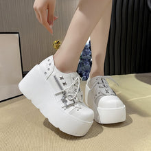 Load image into Gallery viewer, Women's Chunky Round-Toe Dr Martens Style Platform Boots | Side Zipper Wedge Heel