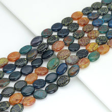 Load image into Gallery viewer, 13x18mm Blue Brown Fire Agate Flat Oval Beads, Sku#U2139