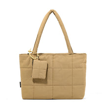 Load image into Gallery viewer, Women's Plaid Patchwork Tote Bag | Solid Color Shoulder Bag for Everyday Use