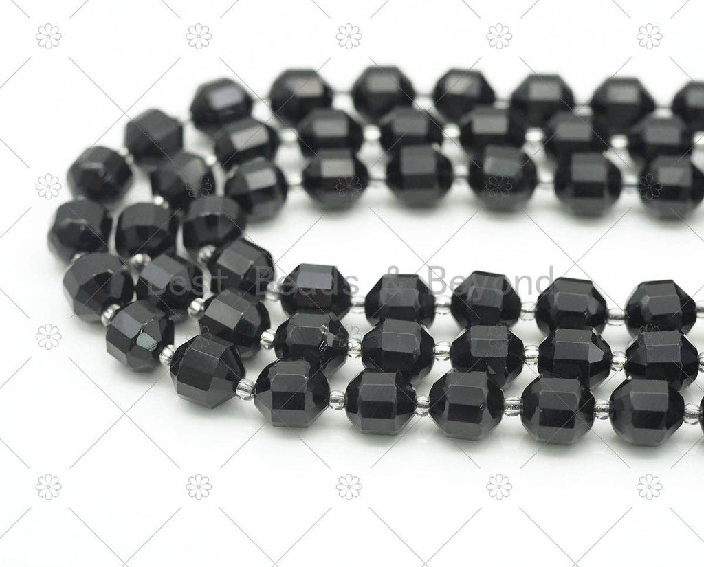 Black Onyx Double Point Beads, Sku#U1310