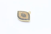 Load image into Gallery viewer, CZ Cobalt Micro Pave Marquise Evil Eyes Pendant, Cubic Zirconia Pendant,32x28mm,sku#F31