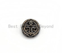 Load image into Gallery viewer, Black CZ Pave Cross Spacer Coin, sku#C99