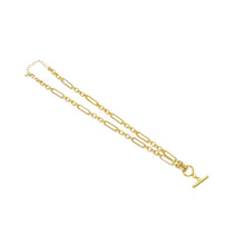 Load image into Gallery viewer, Gold Long Mixed Paperclip Chain OT Bar Adjustable Necklace,s
