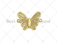 Load image into Gallery viewer, 18K Gold Clear CZ Micro Pave Butterfly Connector, Sku#LK65