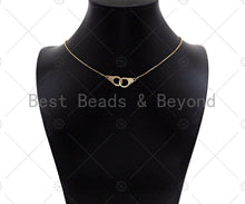 Load image into Gallery viewer, Micro Pave Dainty 18K Gold Handcuff Charm Connectors, Gold Handcuffs Link, Necklace Bracelet Connector, 10x17mm, Sku#LK242