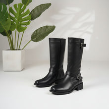 Load image into Gallery viewer, Women's Plus-Size Chunky Heel Zipper Thigh-High Boots – Synthetic Leather Over-the-Knee Boots