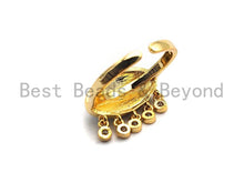Load image into Gallery viewer, Colorful CZ Micro Pave Black Enamel Evil Eye With Long Eyelash Ring, Cubic Zirconia Gold Ring,Adjustable Ring,15x23x17mm,sku#X13