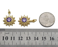 Load image into Gallery viewer, Purple CZ Gold North Star Sunflower Charm, Sku#LK763