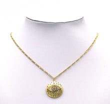 Load image into Gallery viewer, Gold Silver CZ Evil Eye Round Coin Charm, Sku#B210