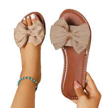 Load image into Gallery viewer, Women's Bow-Tie Fabric Slides - Casual Flat Sandals for Everyday Wear