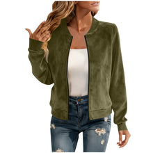 Load image into Gallery viewer, Round-neck Zip-up Deerskin-fleece Short Jacket Flight Suit