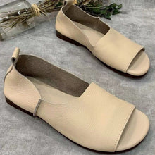 Load image into Gallery viewer, Women's Retro Handmade Soft Leather Open-Toe Sandals | Slip-On Fish-Mouth Shoes with Soft Sole