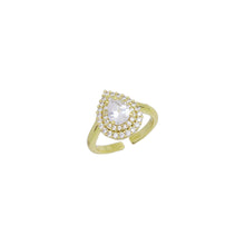 Load image into Gallery viewer, Clear CZ Big Teardrop CZ Gold Adjustable Ring, Sku#A169