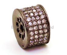 Load image into Gallery viewer, CZ Micro Pave Cylinder Spacer Beads with Clear Crystal for Bracelet/Necklace, sku#G43c