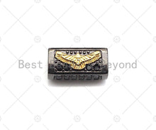 Load image into Gallery viewer, Lighnting/Eagle Bead,Tube Spacer Bead, Black CZ Pave Tube Spacer Beads for Men/Women Jewelry Making, 7x14mm, sku#ML21