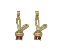 Load image into Gallery viewer, Gold CZ Cute Bunny Charm, Sku#LK689