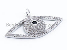 Load image into Gallery viewer, CZ Micro Pave Evil Eye Pendant/Charm, Cubic Zirconia Pendant, Protection Eye Pendant, 39x24mm, sku#BY033/F129