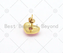 Load image into Gallery viewer, CZ Heart on Enamel Heart Stud Earrings,Sku#O67