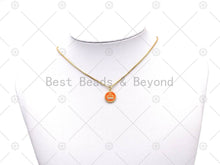 Load image into Gallery viewer, CZ Micro Pave Crown On Colorful Enamel Round Coin Shape Pendant, 18K Gold Filled Crownl Charm, Necklace Bracelet Charm Pendant, Sku#JD20