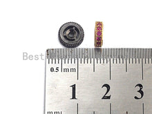 Load image into Gallery viewer, Fuchsia CZ Micro Pave Round Wheel Spacer Beads, Cubic Zirconia Spacer beads, Bracelet spacers, 8mm/10mm,sku#C106
