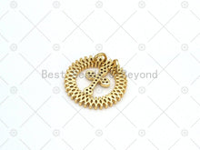 Load image into Gallery viewer, Baguette CZ Cross Coin Pendant,18K Gold Filled Cross Charm,Sku#LK461