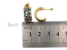Load image into Gallery viewer, Clorful CZ Half Circle Shape Earrings, Sku#J77