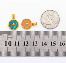 Load image into Gallery viewer, Gold Round Coin Gemstone Charm, Sku#LY13