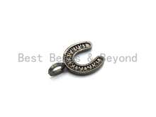 Load image into Gallery viewer, CZ Black/Clear Dual Color CZ Micro Pave Horse Shoe Pendant,