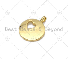 Load image into Gallery viewer, Colorful Enamel Hollow Out Heart On Round Coin Pendant,18K Gold Filled Heart Charm,Enamel Pendant,Enamel Jewelry,23x18mm,sku#L587