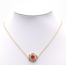 Load image into Gallery viewer, Fuchsia CZ Rose Flower Frame Charm, Sku#LK750