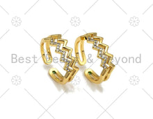Load image into Gallery viewer, CZ Wave Line Shape Adjustable Ring, Sku#X253