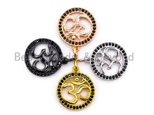 Load image into Gallery viewer, CZ Micro Pave OM Yoga Charm Pendant, Cubic Zirconia Micro Paved Charm Pendant,Pave Findings,15mm, sku#F351/F29