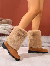 Load image into Gallery viewer, Women's Chunky Heel Snow Boots – Faux Fur Lined Mid-Calf Winter Boots