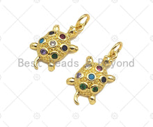 Load image into Gallery viewer, Colorful CZ Micro Pave Turtle Shape Pendant/Charm,18K Dainty Gold Charm, Necklace Bracelet Charm Pendant,11x19mm,Sku#LK296