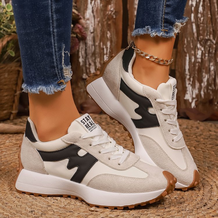Women's Chunky Platform Sneakers - Casual Lace-Up Shoes