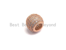 Load image into Gallery viewer, CZ Micro Pave Big Hole Spacer Beads, Large hole Spacer beads, Cubic Zirconia Spacer, Beads for Leather Cord,12mm/10mm, sku#X107