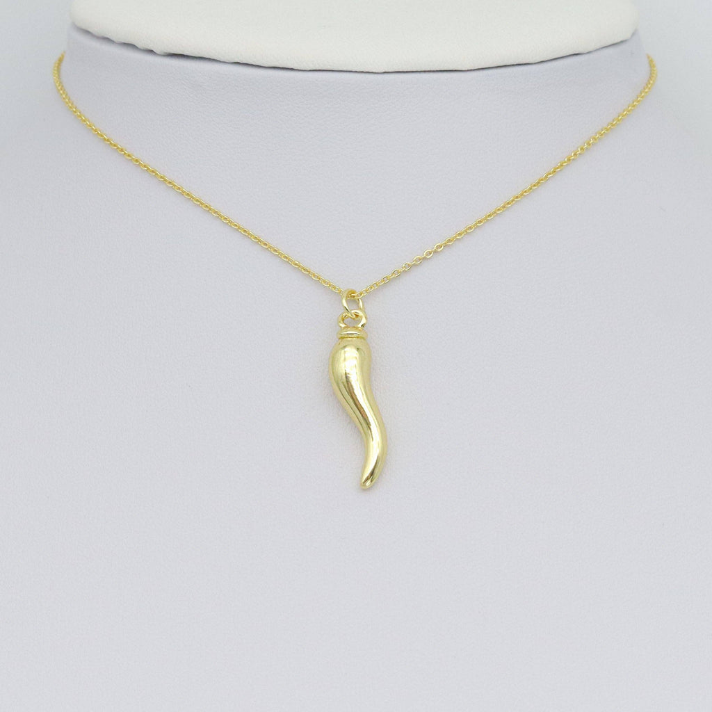 Gold Chili Shape Charm Pendant, Sku#LK1063