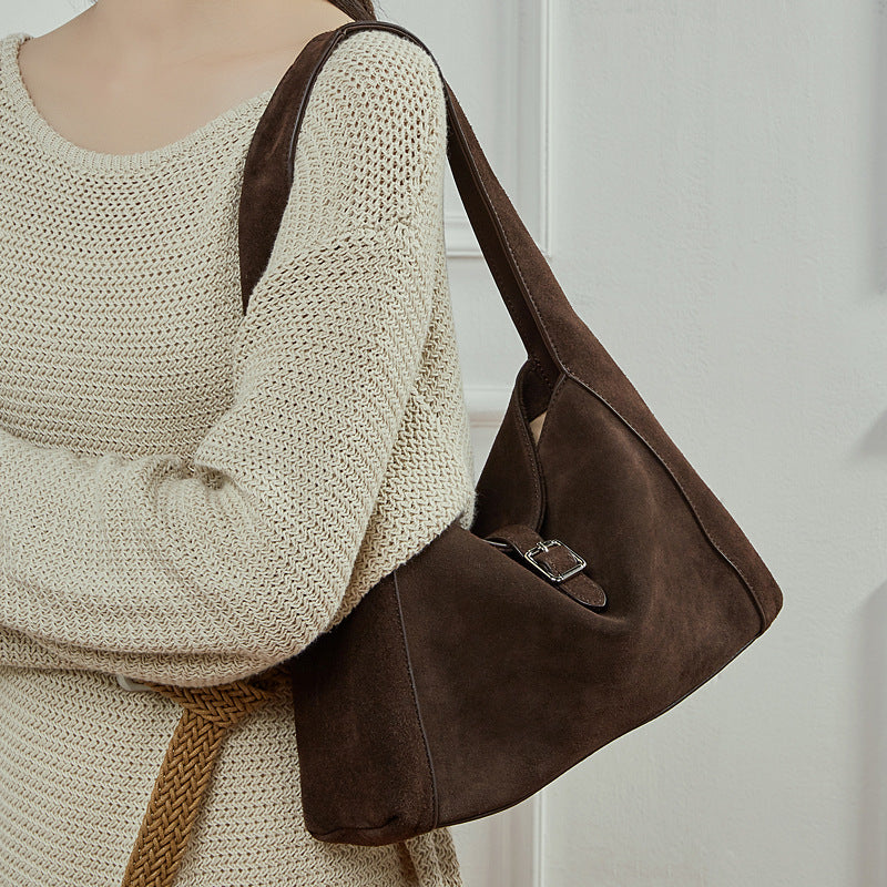 Vintage Genuine Leather Underarm Bag – Premium Cowhide Dumpling Crossbody Handbag