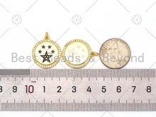 Load image into Gallery viewer, Colorful Enamel Five Point Star On Round Coin Pendant,18K Gold Filled CZ Micro Pave Medallion Charm,Enamel Star Jewelry,20x23mm,Sku#LK395