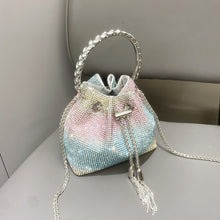 Load image into Gallery viewer, Diamond-Embellished Handle Tote Bag with Convertible Crossbody Strap | Women's Bucket Bag