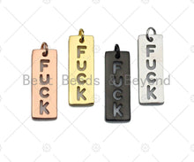 Load image into Gallery viewer, Hollow Out FUCK Bar Pendant, Gold/Rose Gold/Silver/Black Rectangle Cubic Zirconia Pendant, DIY Personality Jewelry Gift, 10x29mm, Sku#ML02